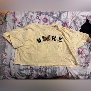 Nike butterfly yellow crop top